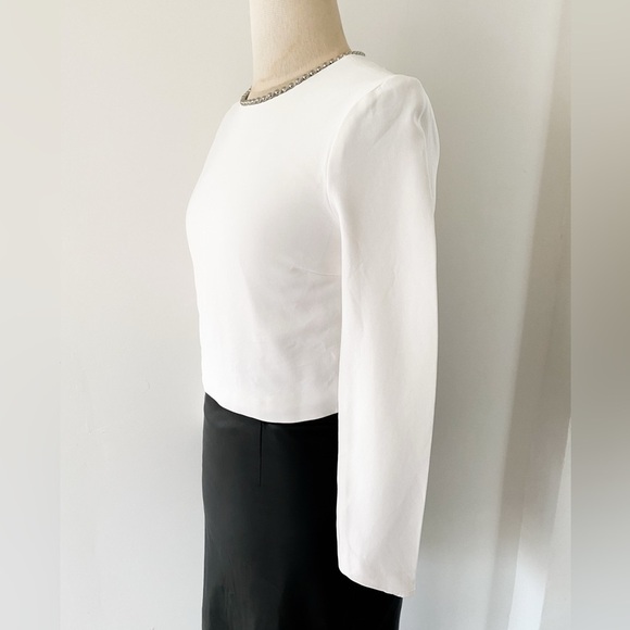 Alexander Wang White Long Sleeve Embellished Neck Top – Size 4 - Picture 2 of 11